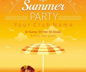 Summer party flyer with beautiful girl vector 01