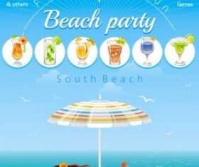 Summer party flyer with beautiful girl vector 02