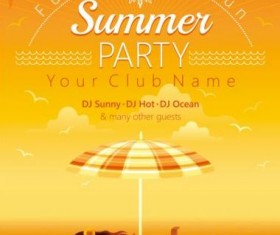 Summer party flyer with beautiful girl vector 03