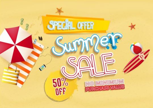 Summer sale special offer with beach background 01