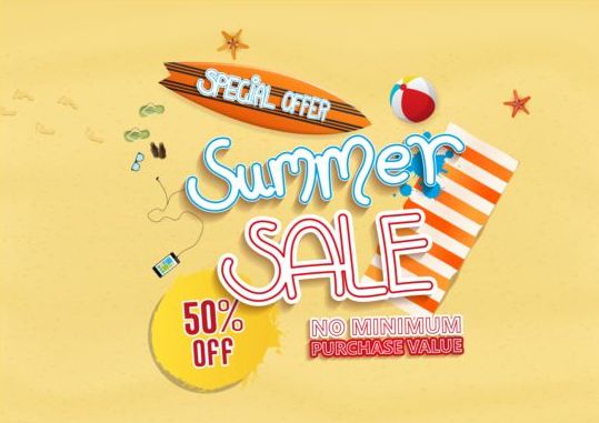 Summer sale special offer with beach background 02