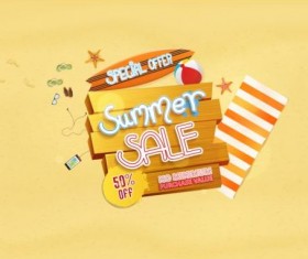 Summer sale special offer with beach background 03