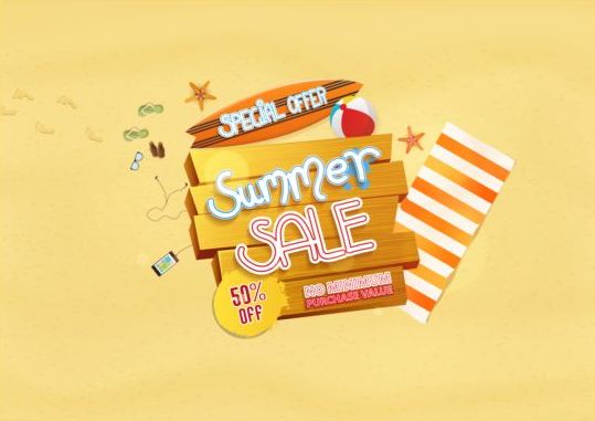 Summer sale special offer with beach background 03