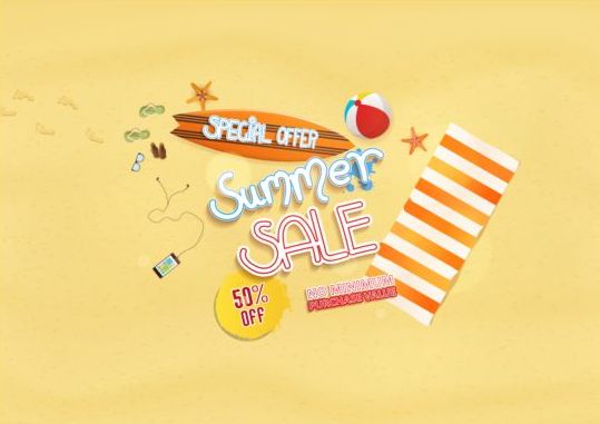 Summer sale special offer with beach background 04