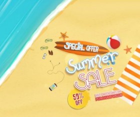 Summer sale special offer with beach background 05