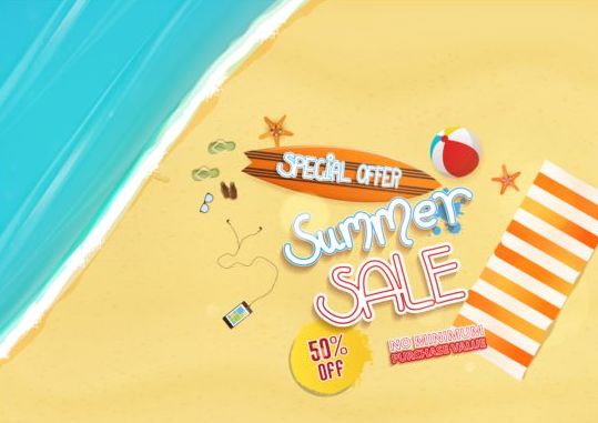 Summer sale special offer with beach background 05