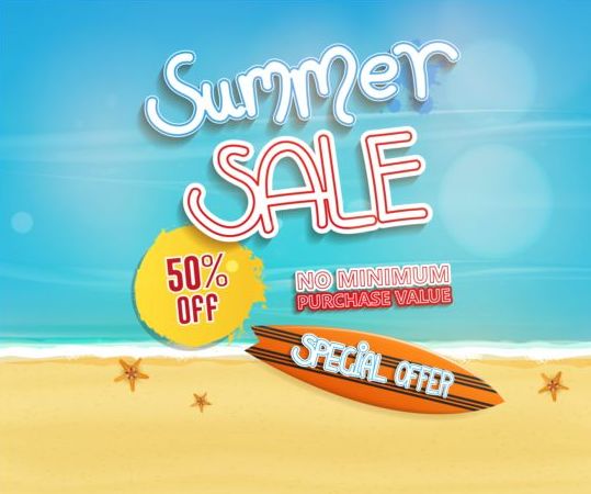 Summer sale special offer with beach background 06