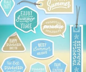 Summer stickers with tags vectors set 01