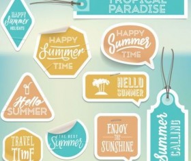 Summer stickers with tags vectors set 02