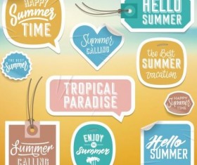 Summer stickers with tags vectors set 03