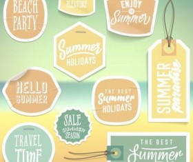 Summer stickers with tags vectors set 04