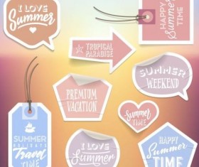 Summer stickers with tags vectors set 05