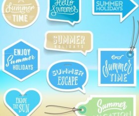Summer stickers with tags vectors set 06