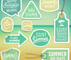Summer stickers with tags vectors set 07