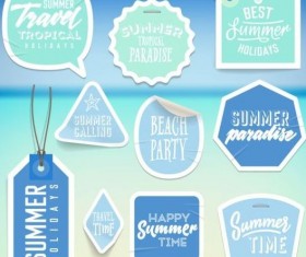 Summer stickers with tags vectors set 08