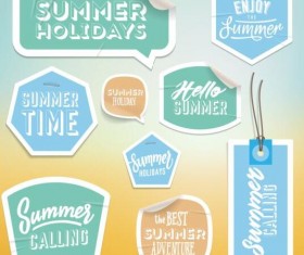 Summer stickers with tags vectors set 09