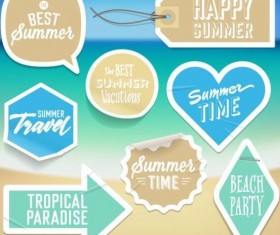Summer stickers with tags vectors set 10