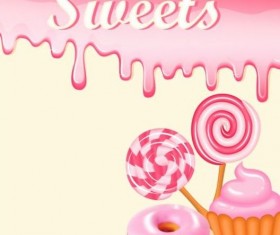 Sweet candy with drop background vector 01