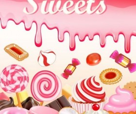 Sweet candy with drop background vector 02