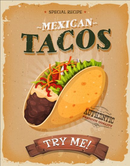 Tacos vintage poster vector