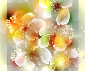 Transparent flower with dream backgrounds vector 03