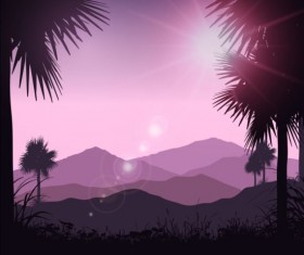 Tropical mountain landscape vector