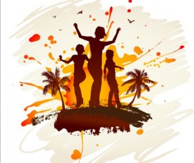 Tropical summer party grunge background vector