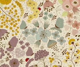 Various flower seamless pattern vector set 01