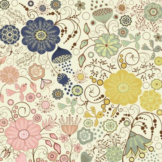 Various flower seamless pattern vector set 02