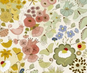 Various flower seamless pattern vector set 04