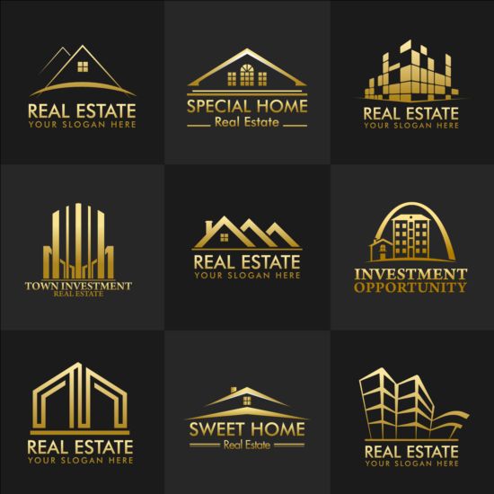 Vector real estate logos set