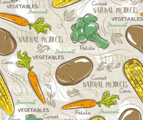 Vegetable seamless pattern hand drawn vector 03