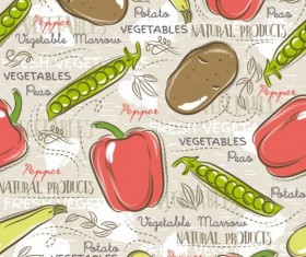 Vegetable seamless pattern hand drawn vector 04