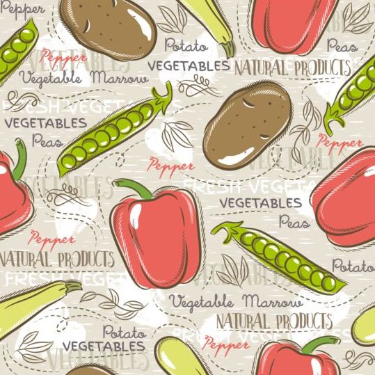 Vegetable seamless pattern hand drawn vector 04