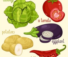 Vegetables with name design vector 06