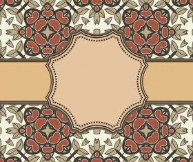 Vintage frame with floral background vector 05