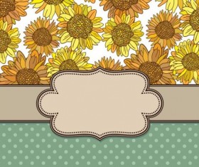 Vintage frame with sunflower background vector