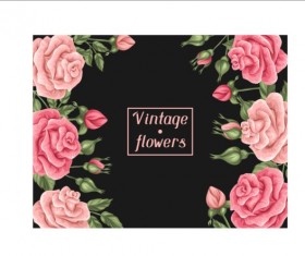 Vintage pink flower frame vector