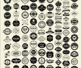 Creative premium quality round labels with badge vector free download