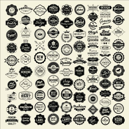 Vintage retro premium quality labels vector free download