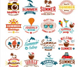 Vintage summer labels elements set 01