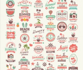Vintage summer labels elements set 02