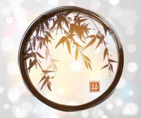 Watercolor bamboo with blurs background vector