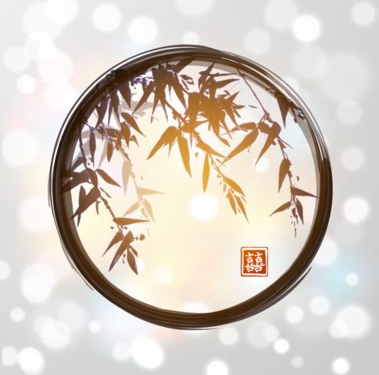 Watercolor bamboo with blurs background vector