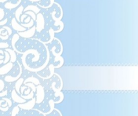 White lace with blue background vector 02