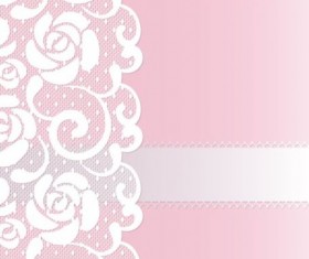 White lace with pink background vector 03