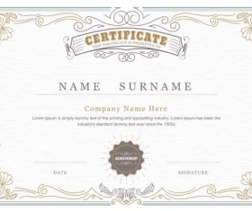 White retro certificate template vector 01