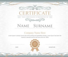 White retro certificate template vector 02