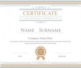 White retro certificate template vector 04