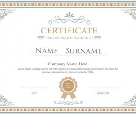 White retro certificate template vector 05